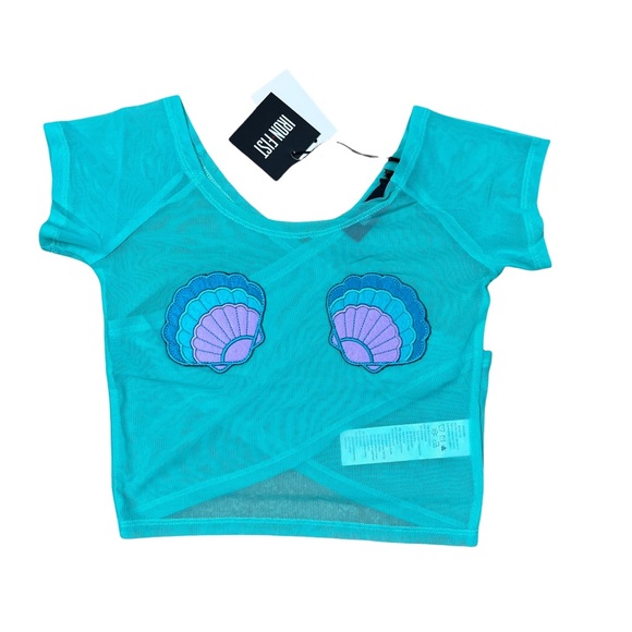 Iron Fist mermaid for life mesh crop top - Picture 1 of 3